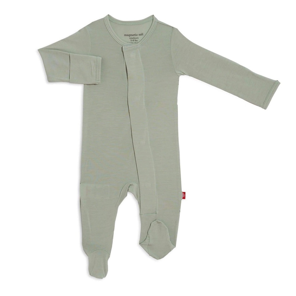 Magnetic Me Green Footie One Piece with Integrated Foot Coverage